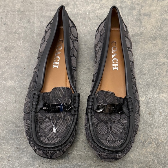 Coach Women's Black Patterned Loafers - Picture 1 of 5